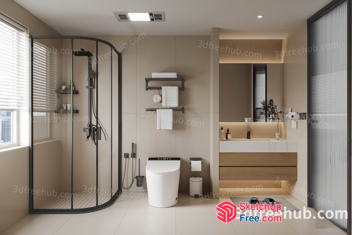 Modern Bathroom Interior With Clean Lines And Neutral Tones 3D SketchUp File