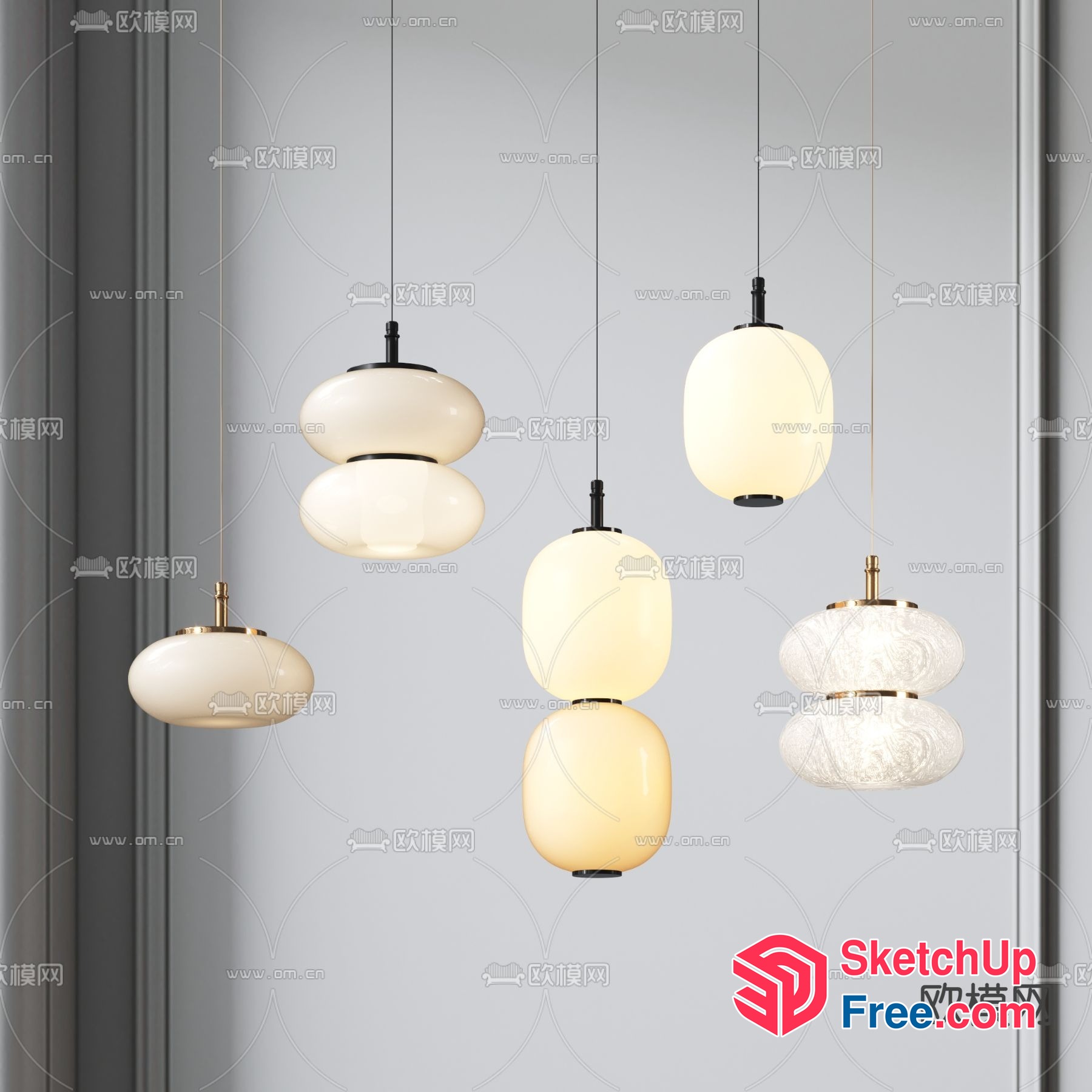 Elegant Hanging Light Fixtures 3D SketchUp File
