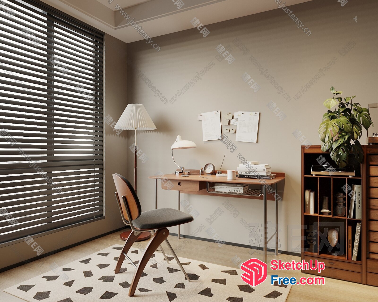 Simple, Elegant, And Functional Home Office Setup 3D SketchUp File