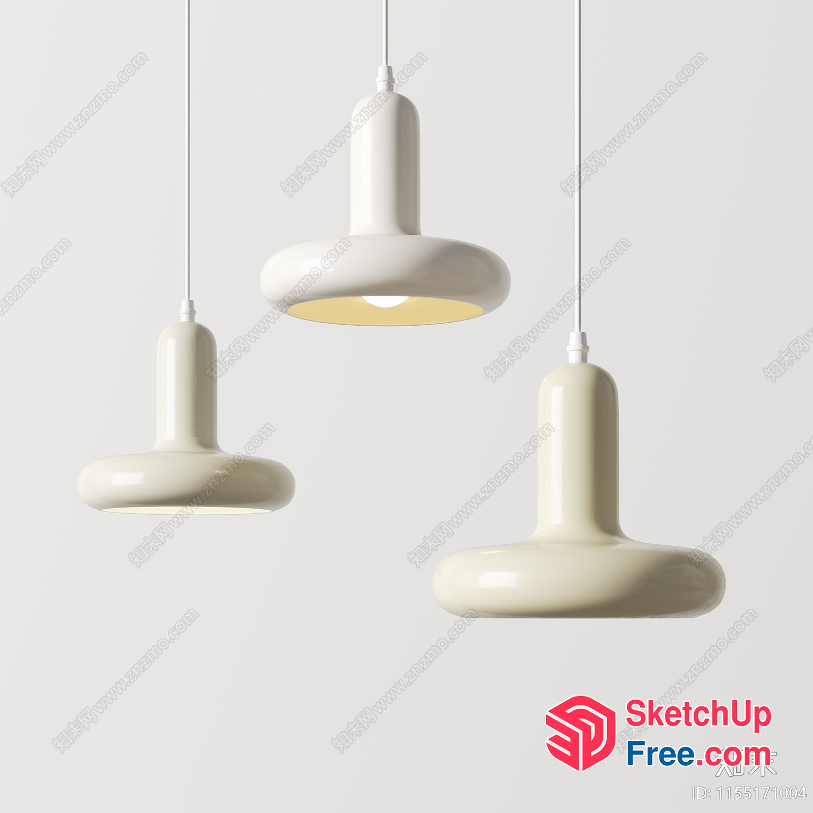 Modern Minimalist White Pendant Lighting Fixtures 3D SketchUp File