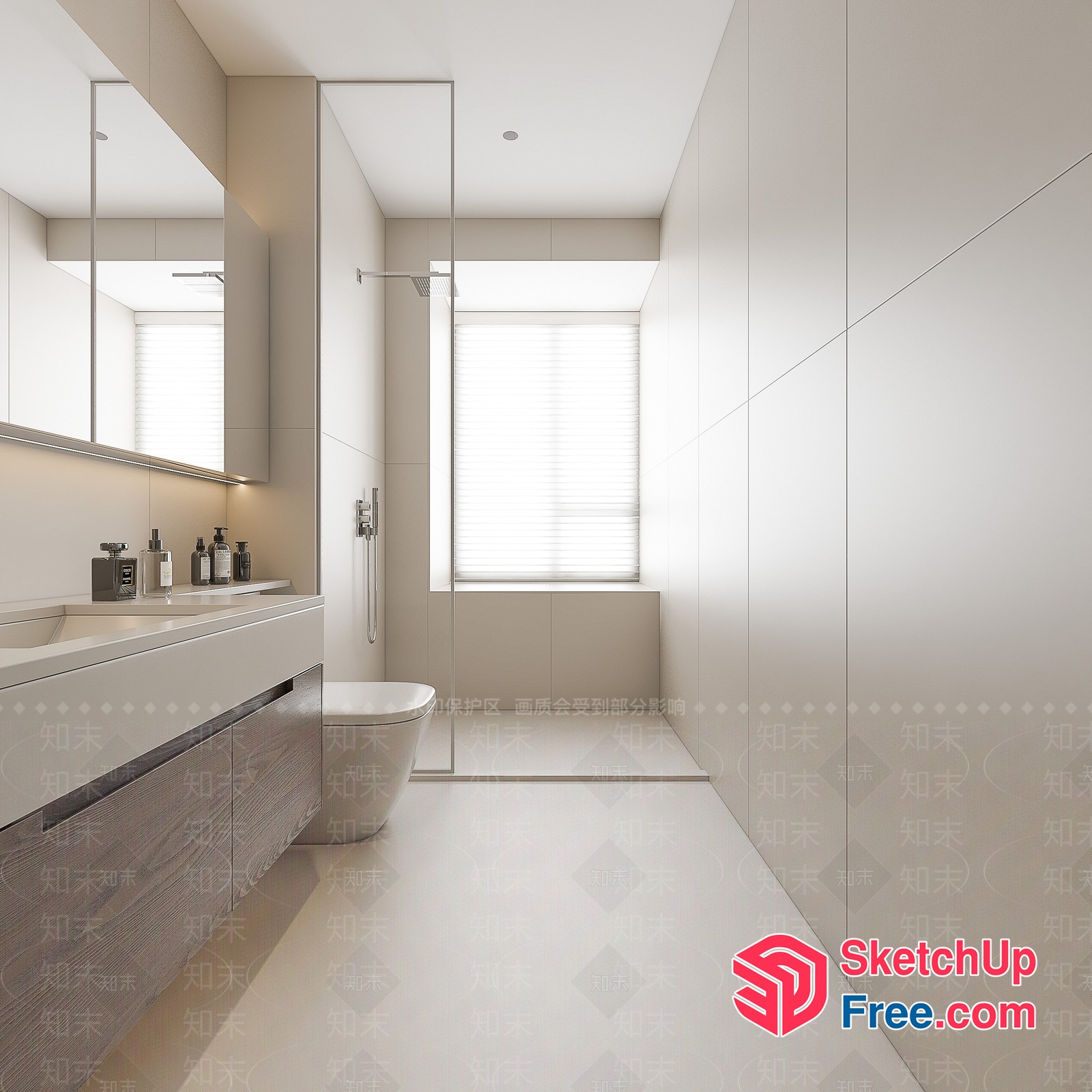 Sleek And Modern Bathroom With Neutral Color Scheme 3D SketchUp File