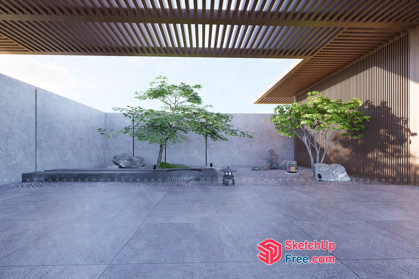 Modern Japanese-Style Outdoor Space 3D SketchUp File