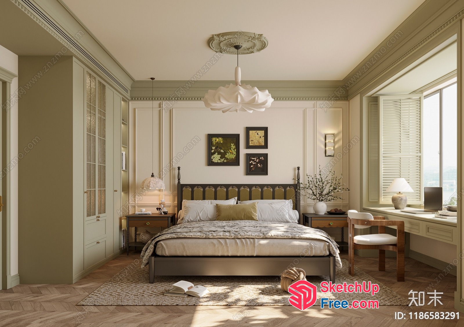Elegant And Serene Bedroom Interior 3D SketchUp File