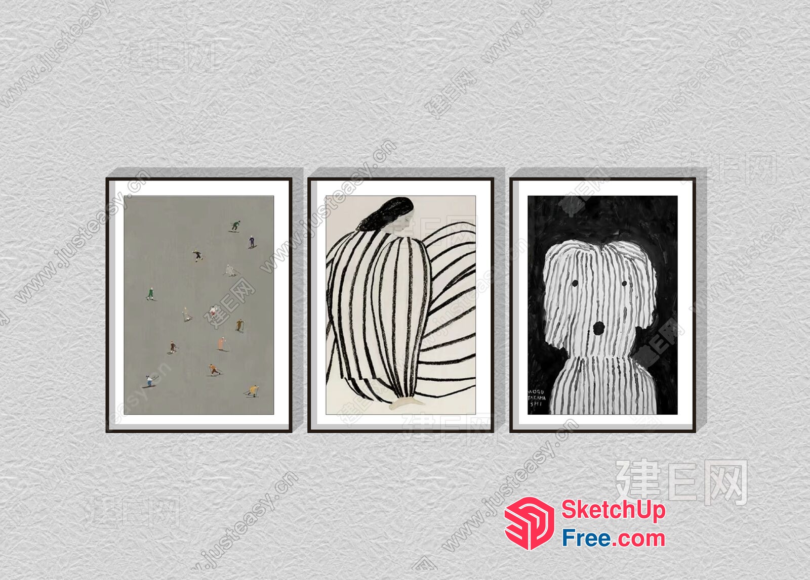 Minimalist Black And White Striped Art Prints 3D SketchUp File
