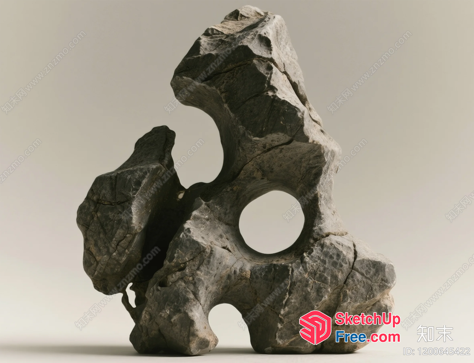 Stone Sculpture With Hole And Natural Texture 3D SketchUp File