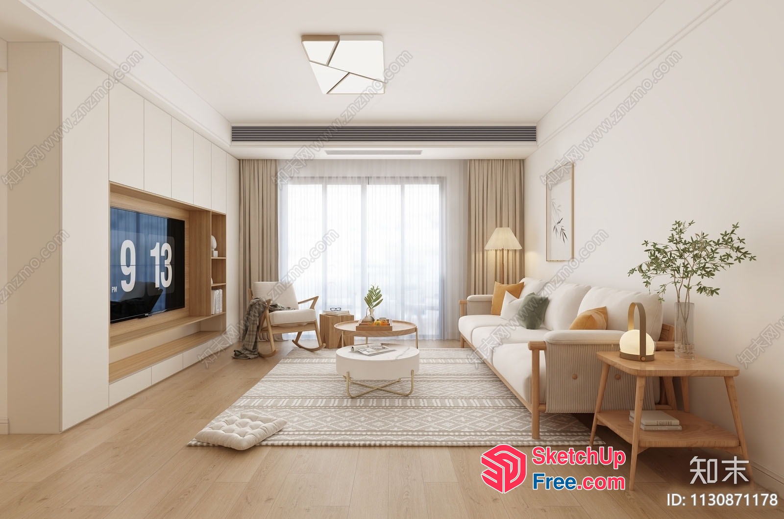 Elegant And Cozy Modern Living Room Design 3D SketchUp File
