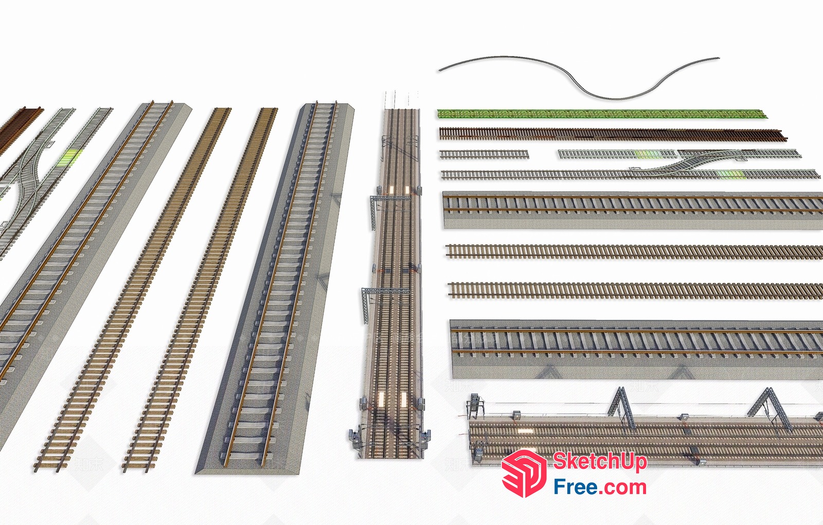Train Tracks Model Collection 3D SketchUp File