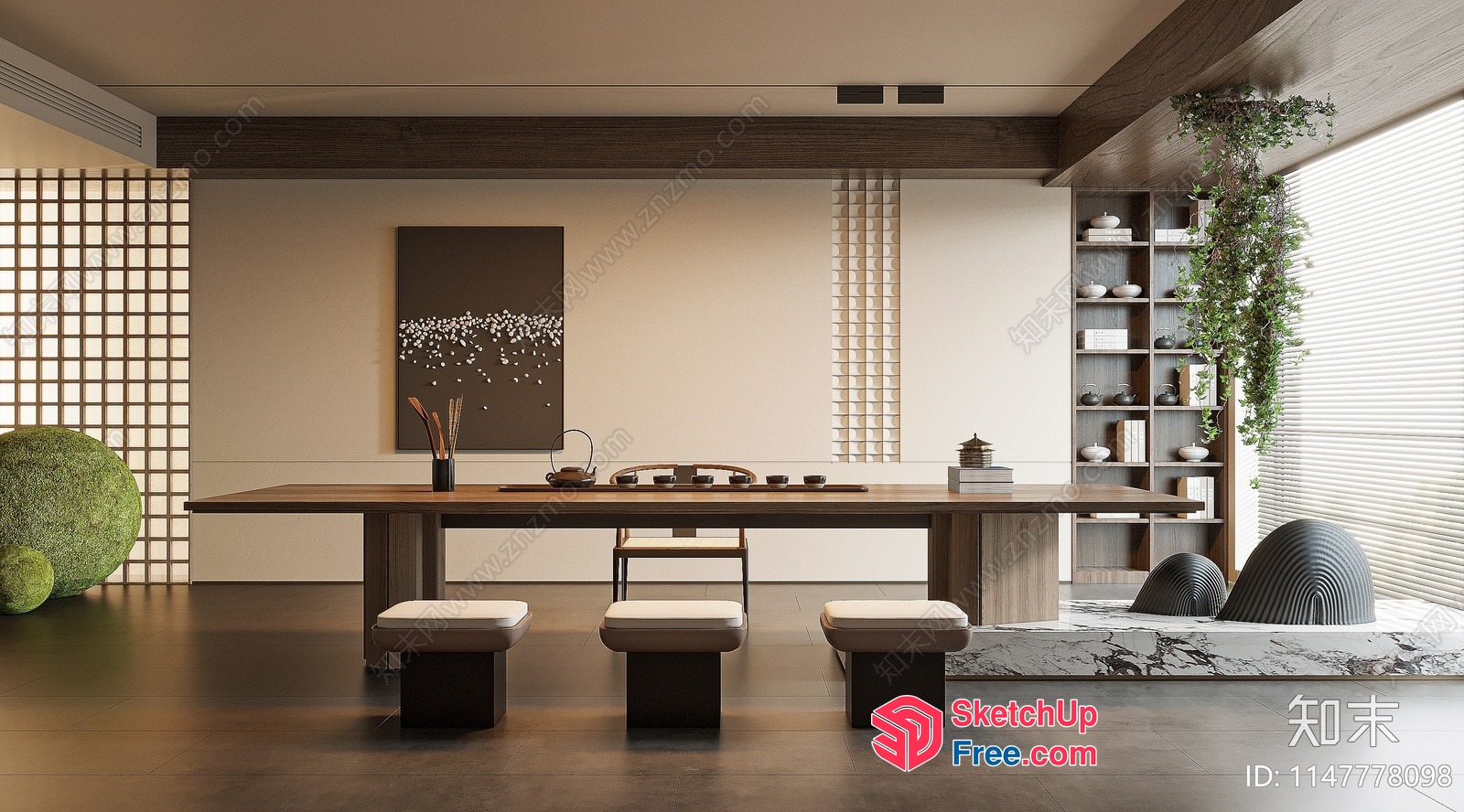 Elegant Japanese Style Dining Room 3D SketchUp File