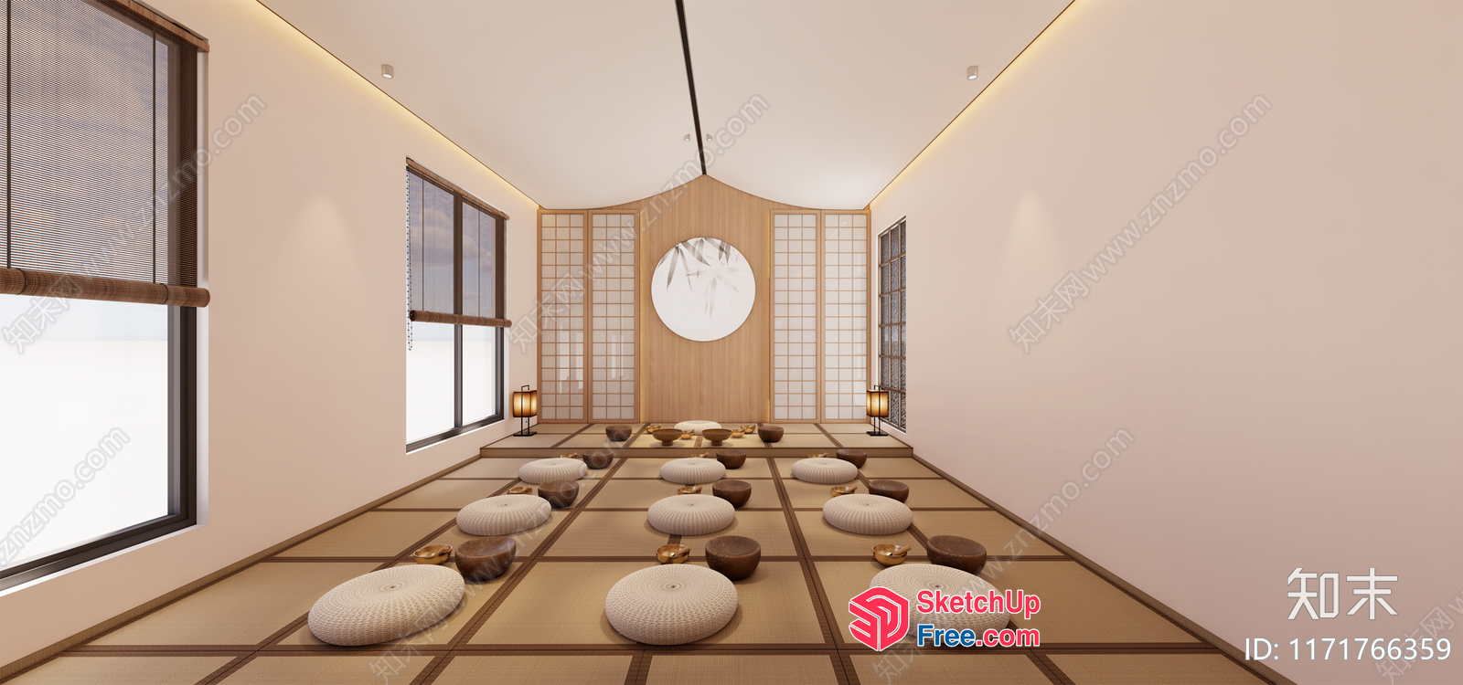 Elegant And Serene Japanese-Style Meditation Room 3D SketchUp File
