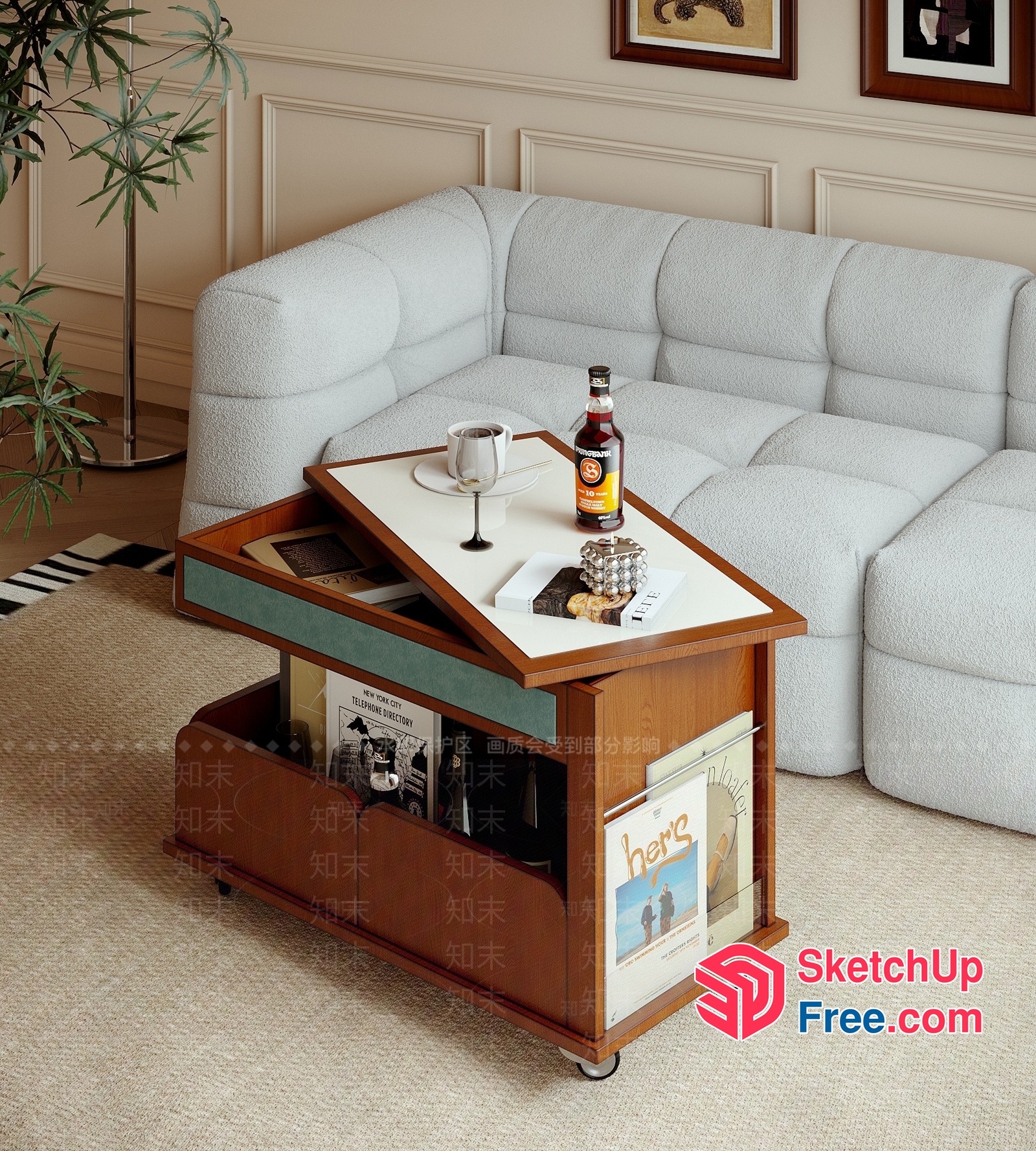 Coffee Table With Storage And Lift-Top Mechanism 3D SketchUp File
