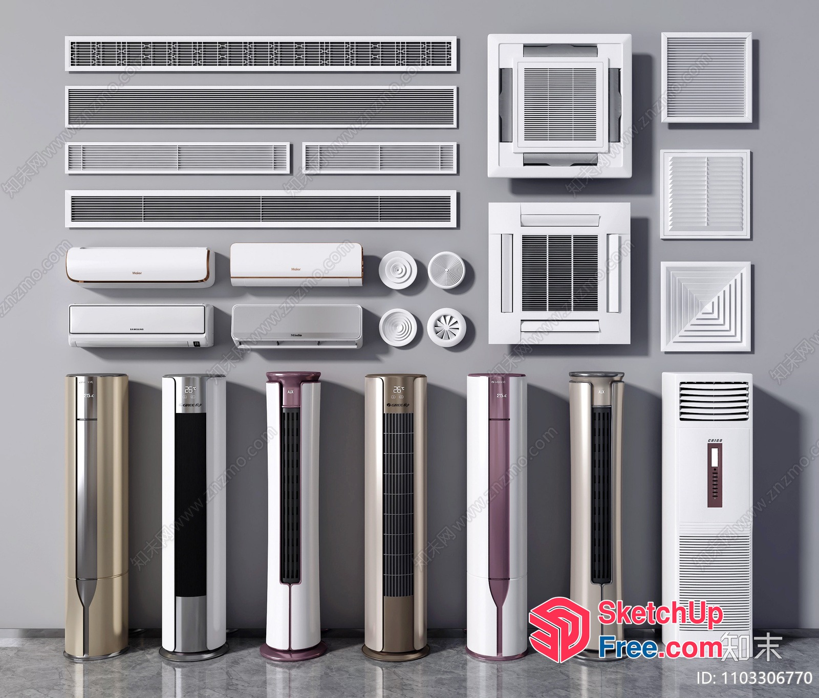 Modern Air Conditioning Units And Fans 3D SketchUp File