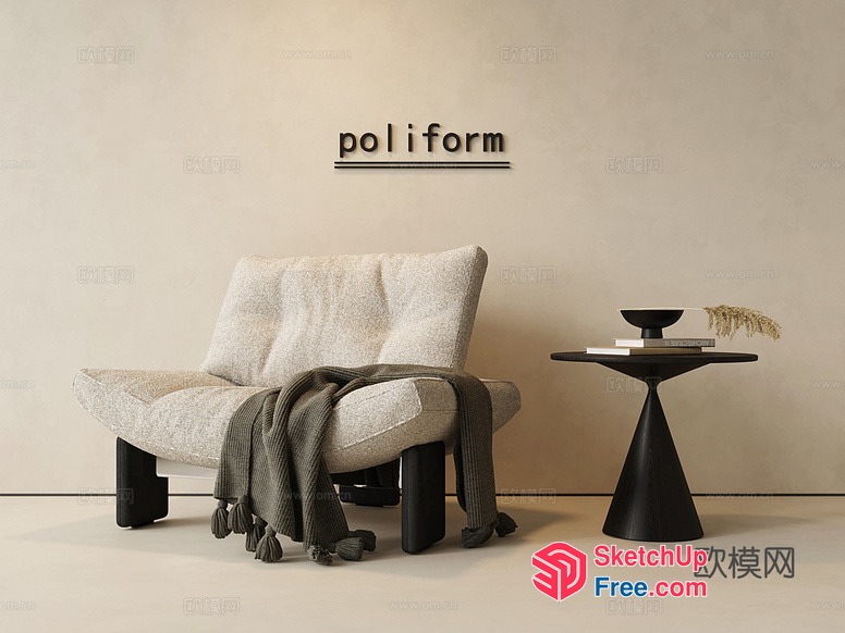 Poliform Modern Minimalist Living Room Interior 3D SketchUp File