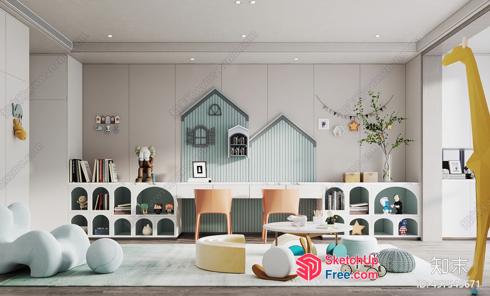 Modern, Stylish, And Playful Children'S Room Interior 3D SketchUp File