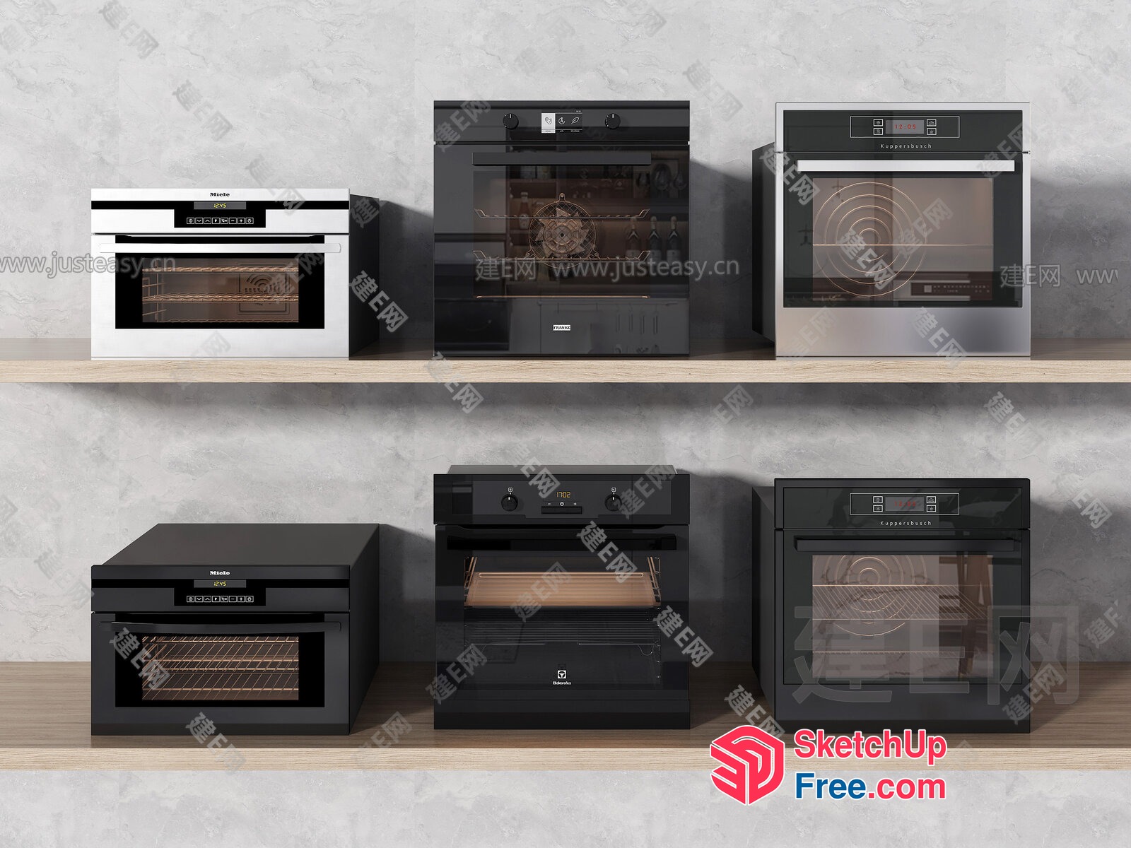 Modern Kitchen Appliances On Shelves 3D SketchUp File