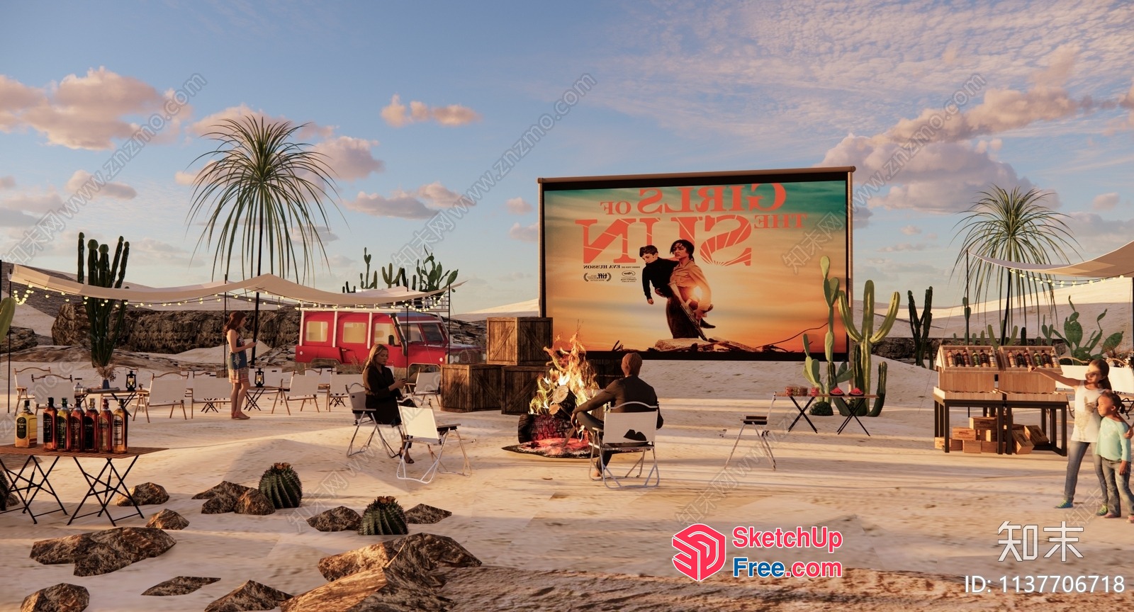 Outdoor Movie Night In The Desert 3D SketchUp File