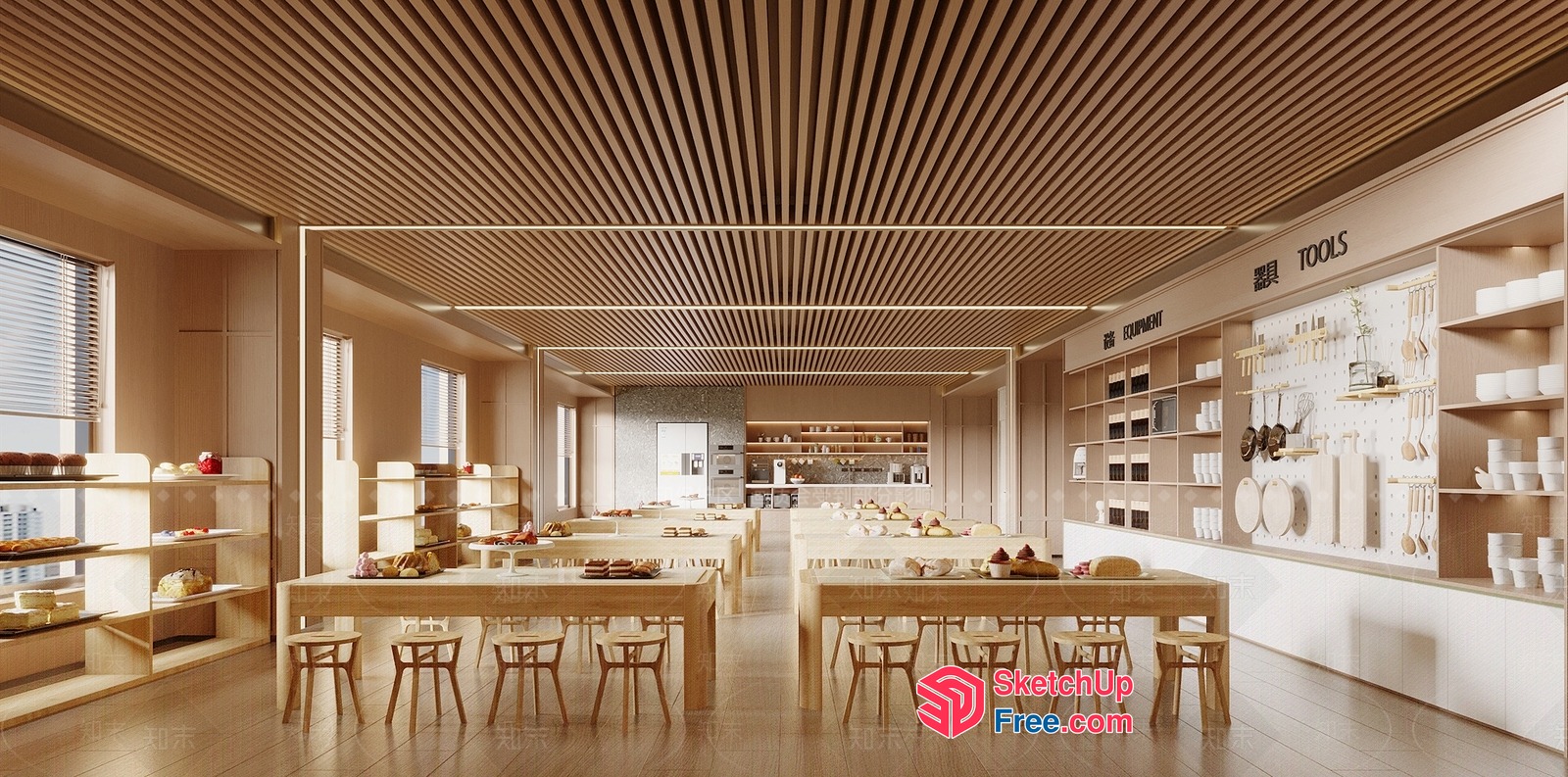 Modern Light Wood Interior Design 3D SketchUp File