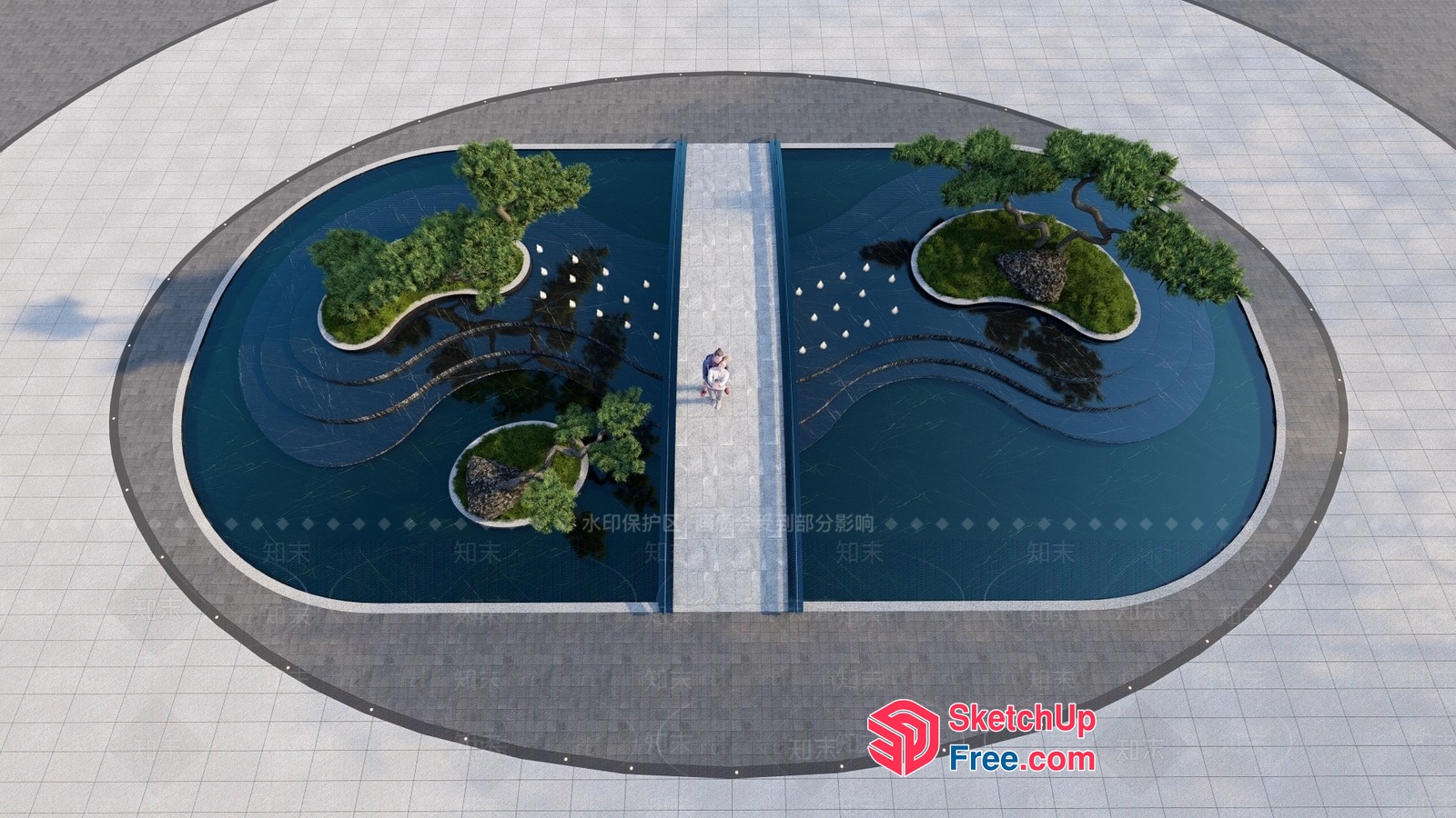 Serene Water Garden 3D SketchUp File