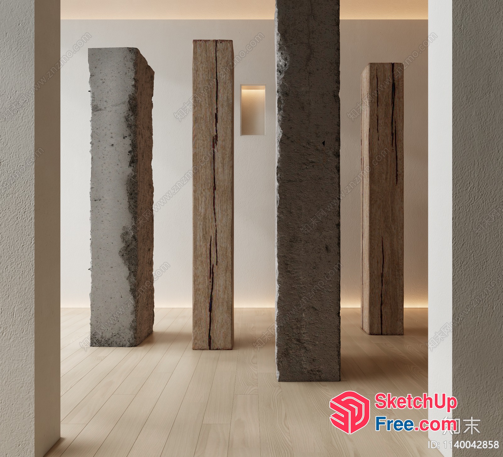 Pillars In A Modern Interior Space 3D SketchUp File