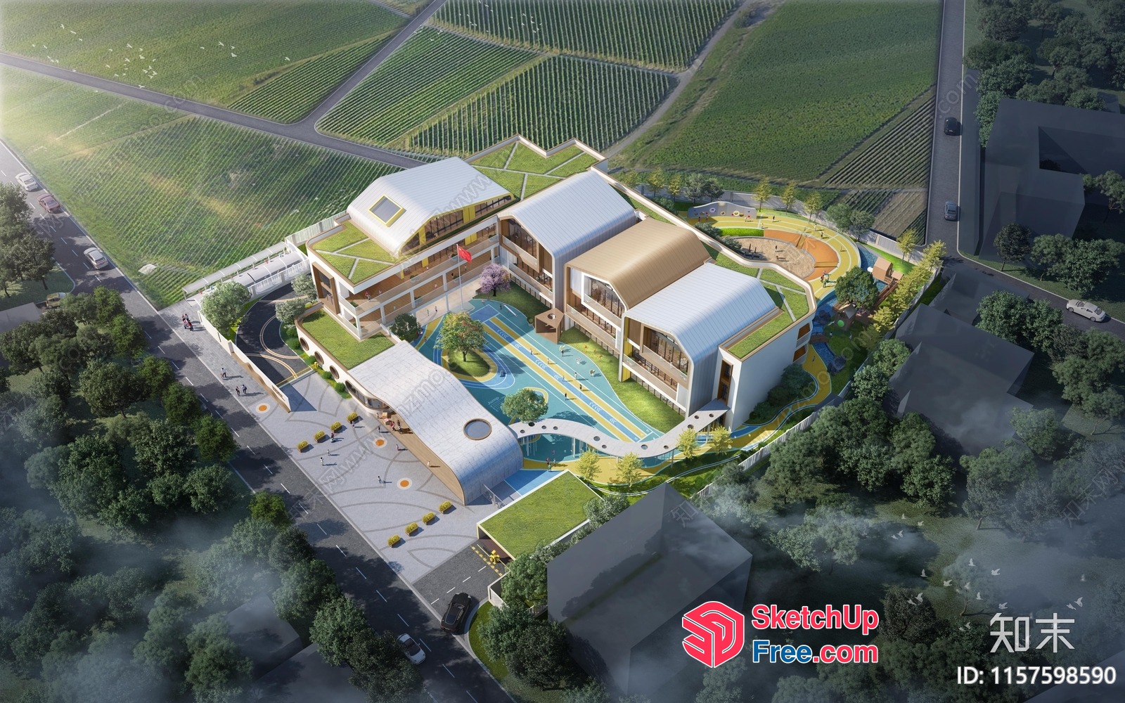 Modern Villa Complex With Lush Green Surroundings 3D SketchUp File