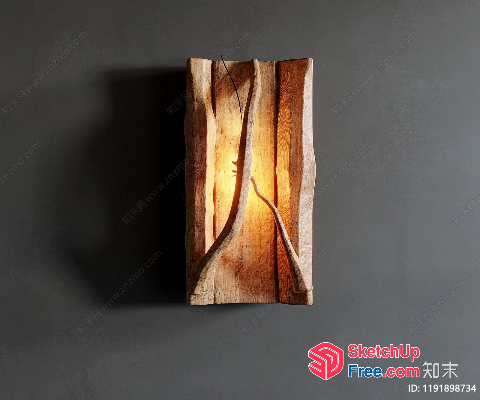 Wood Carved Wall Lamp 3D SketchUp File