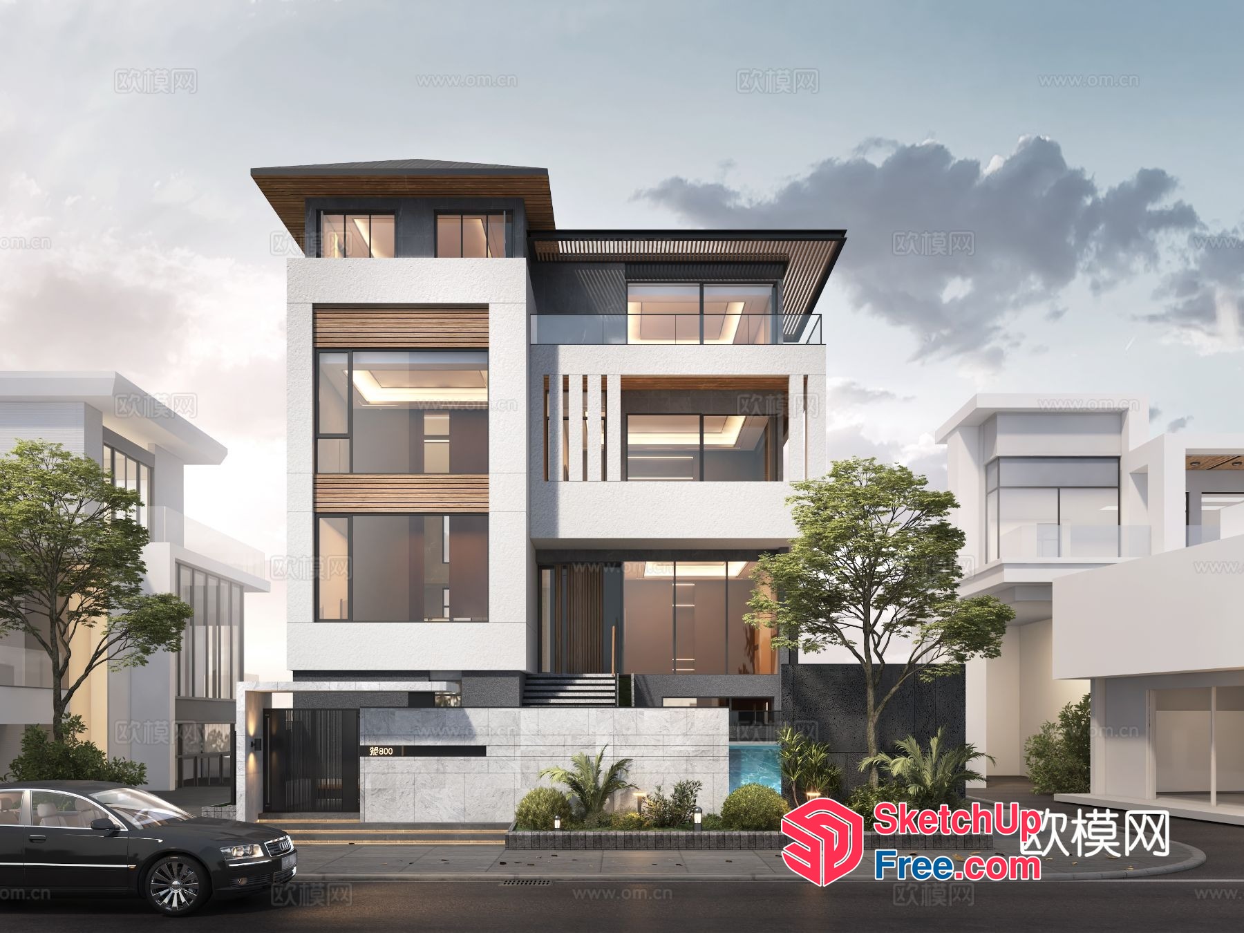 Contemporary Modern Villa Exterior 3D SketchUp File