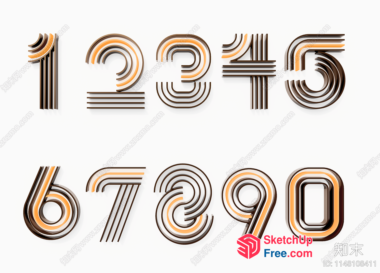 Colorful And Modern Number Design 3D SketchUp File