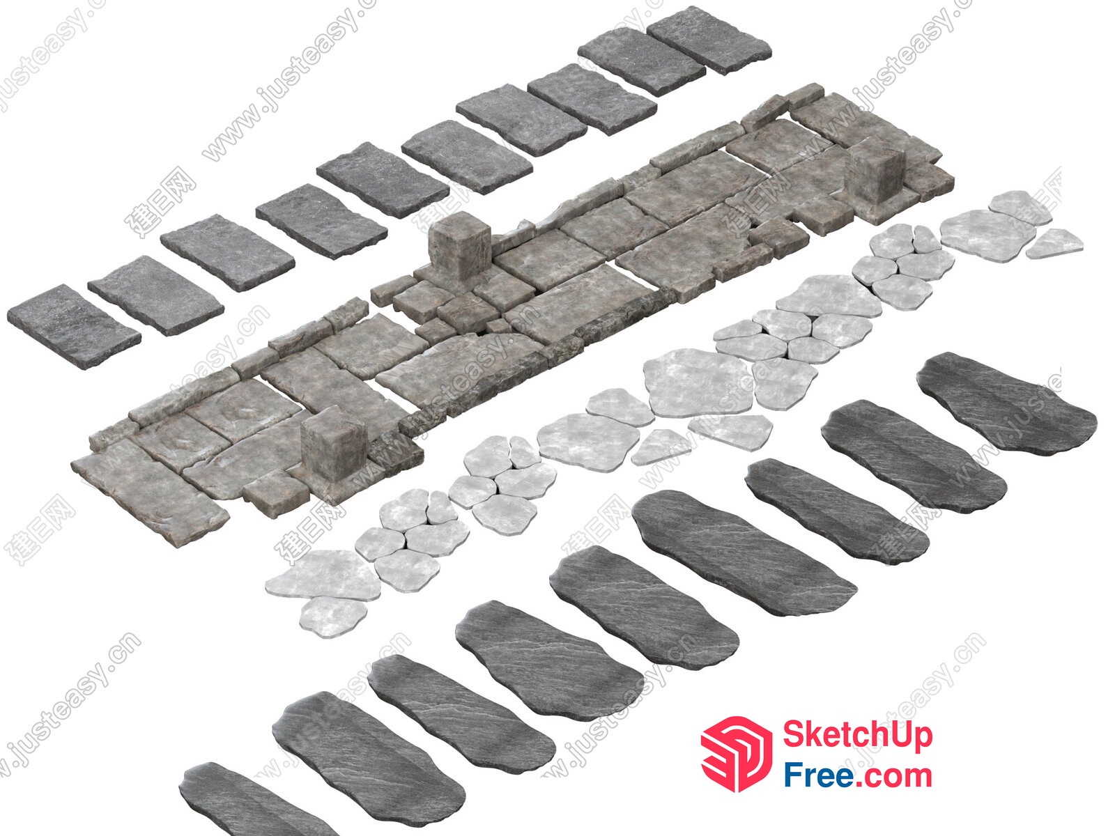 Stone Wall And Floor Tiles 3D SketchUp File
