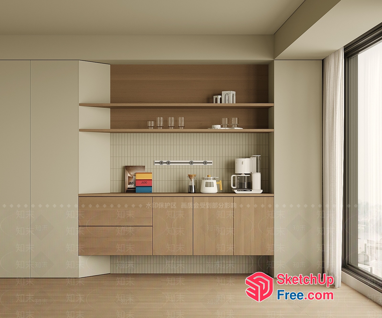 Modern Kitchen With Wood Accents And Natural Lighting 3D SketchUp File