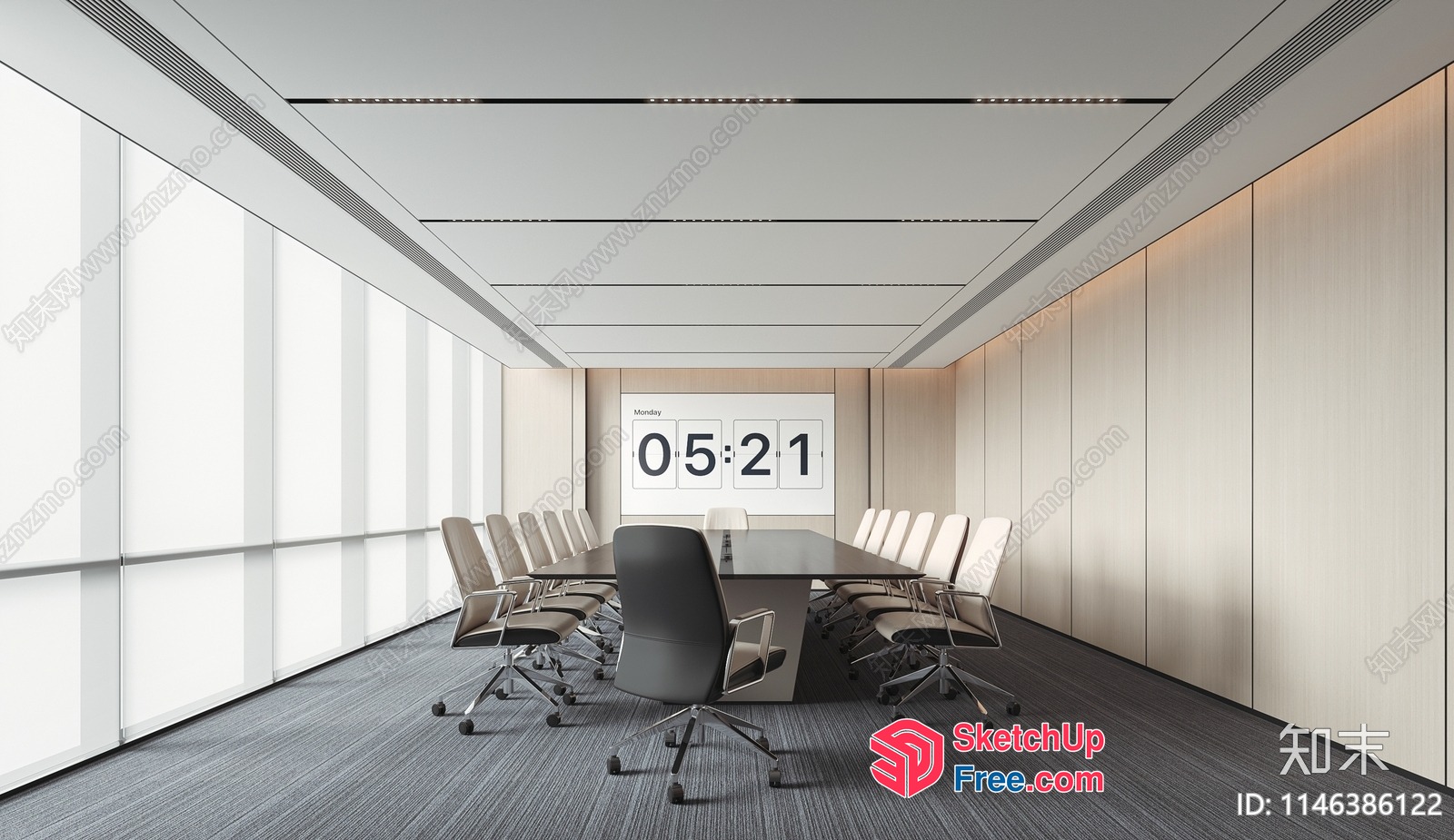 Modern Conference Room With Sleek Glass Table And Chairs 3D SketchUp File