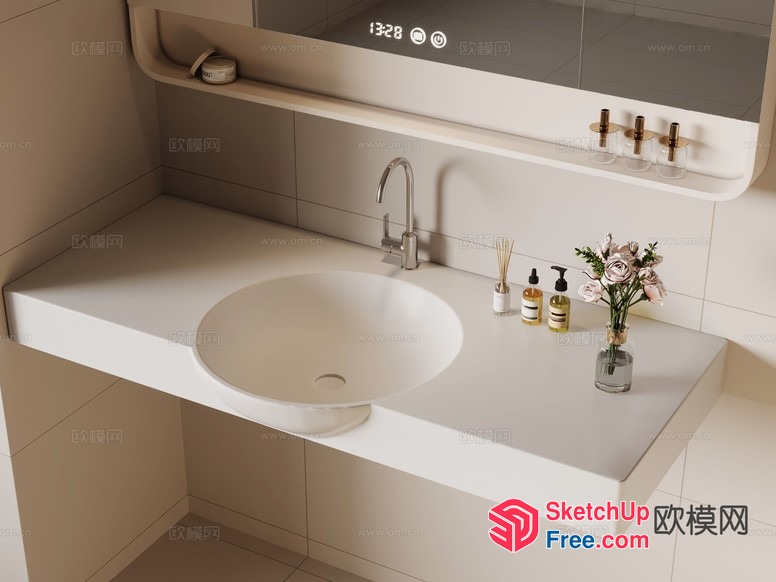 Modern Bathroom Sink With Mirror And Shelf 3D SketchUp File