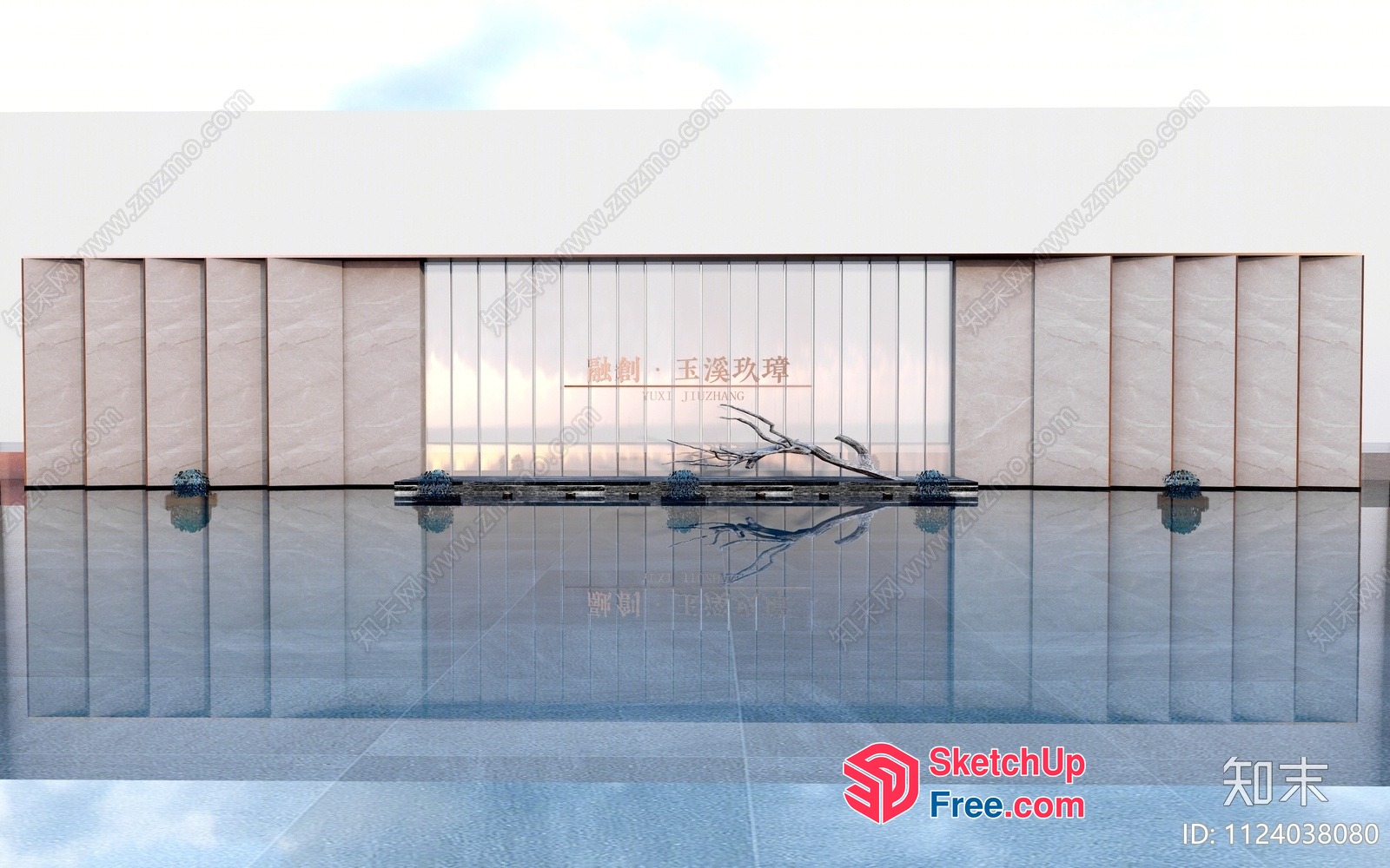 Elegant Modern Minimalist Style Glass Curtain Wall 3D SketchUp File