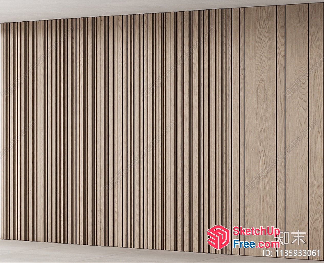Modern Japanese Style Wood Slatted Wall Paneling 3D SketchUp File