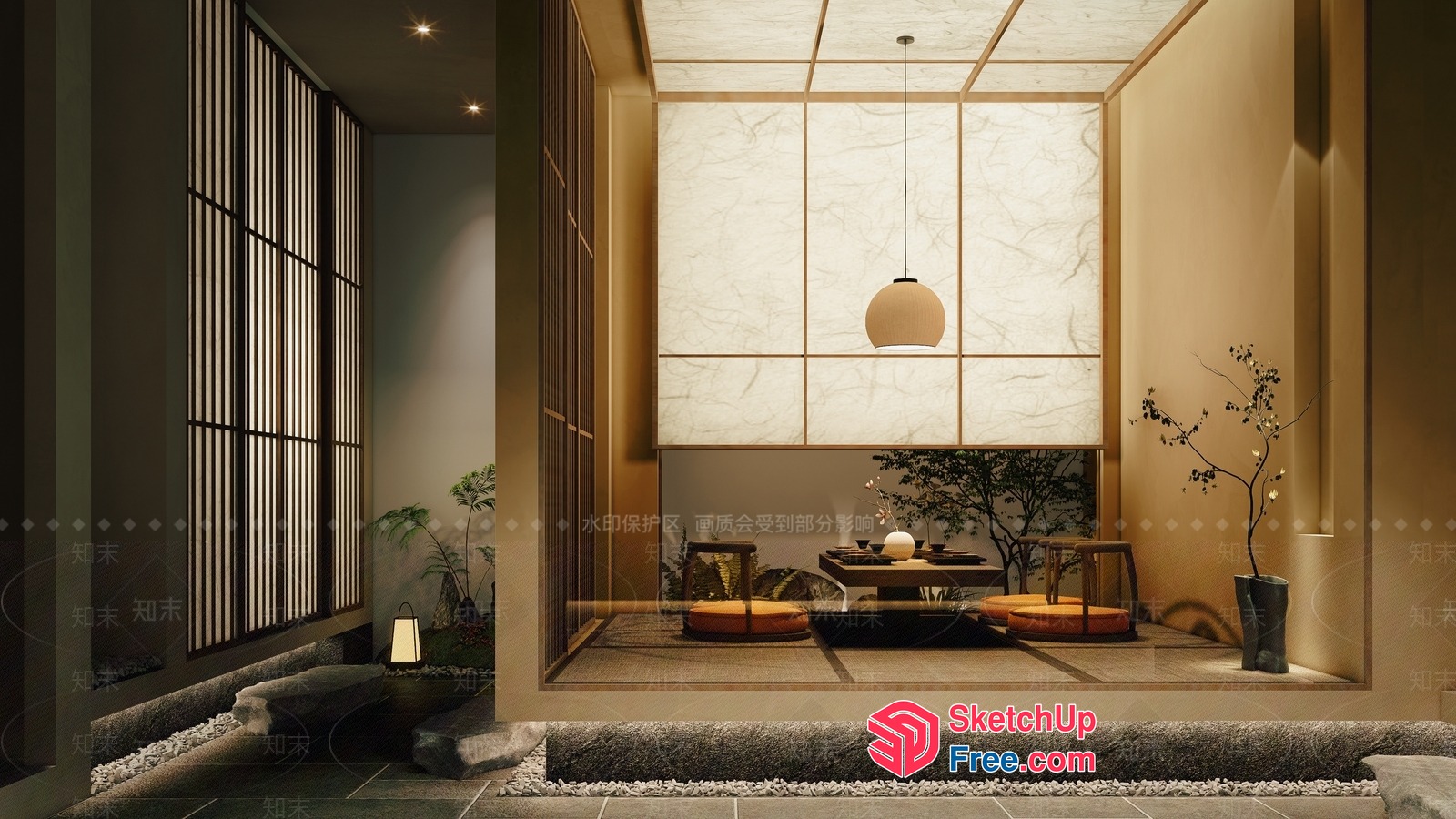 Japanese-Inspired Interior With Traditional Elements 3D SketchUp File