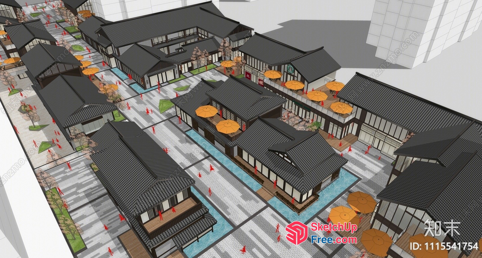 Traditional Japanese Street Scene 3D SketchUp File