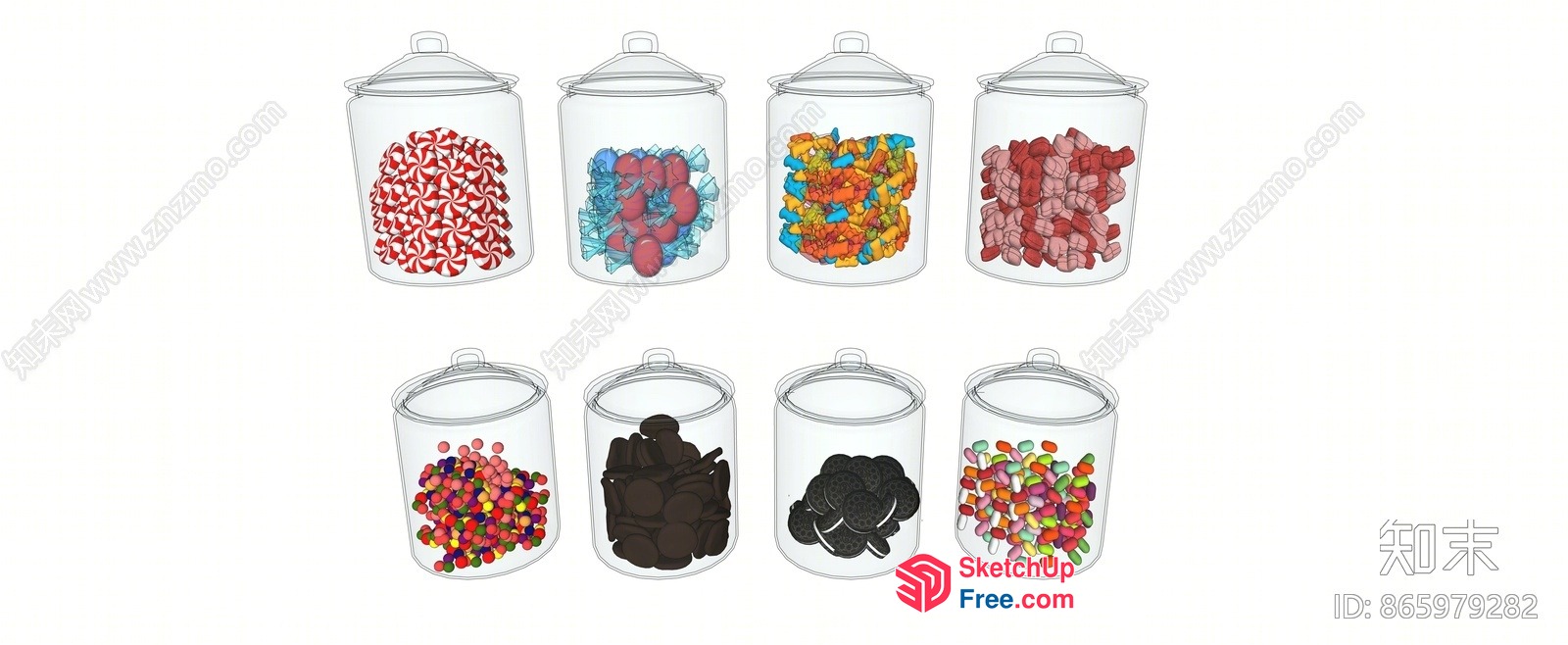Colorful Candy Collection In Glass Jars 3D SketchUp File