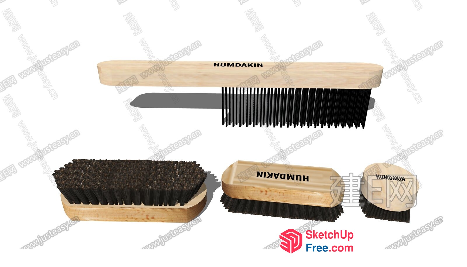 Handcrafted Wooden Bristle Cleaning Brushes 3D SketchUp File