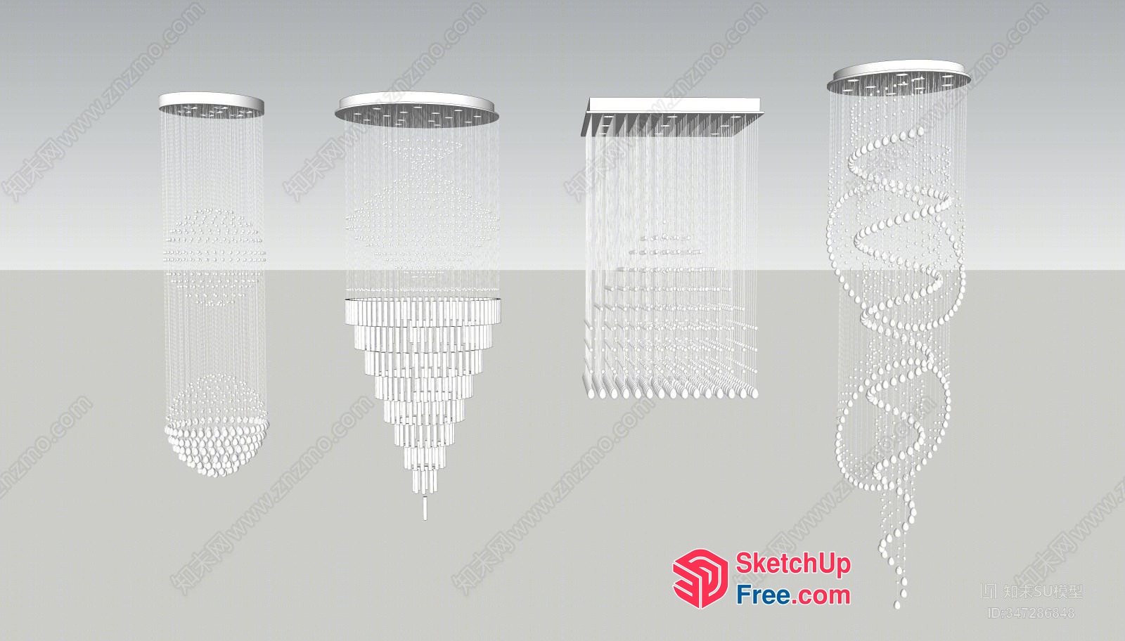 Elegant Crystal Chandelier Designs For Luxury Spaces 3D SketchUp File