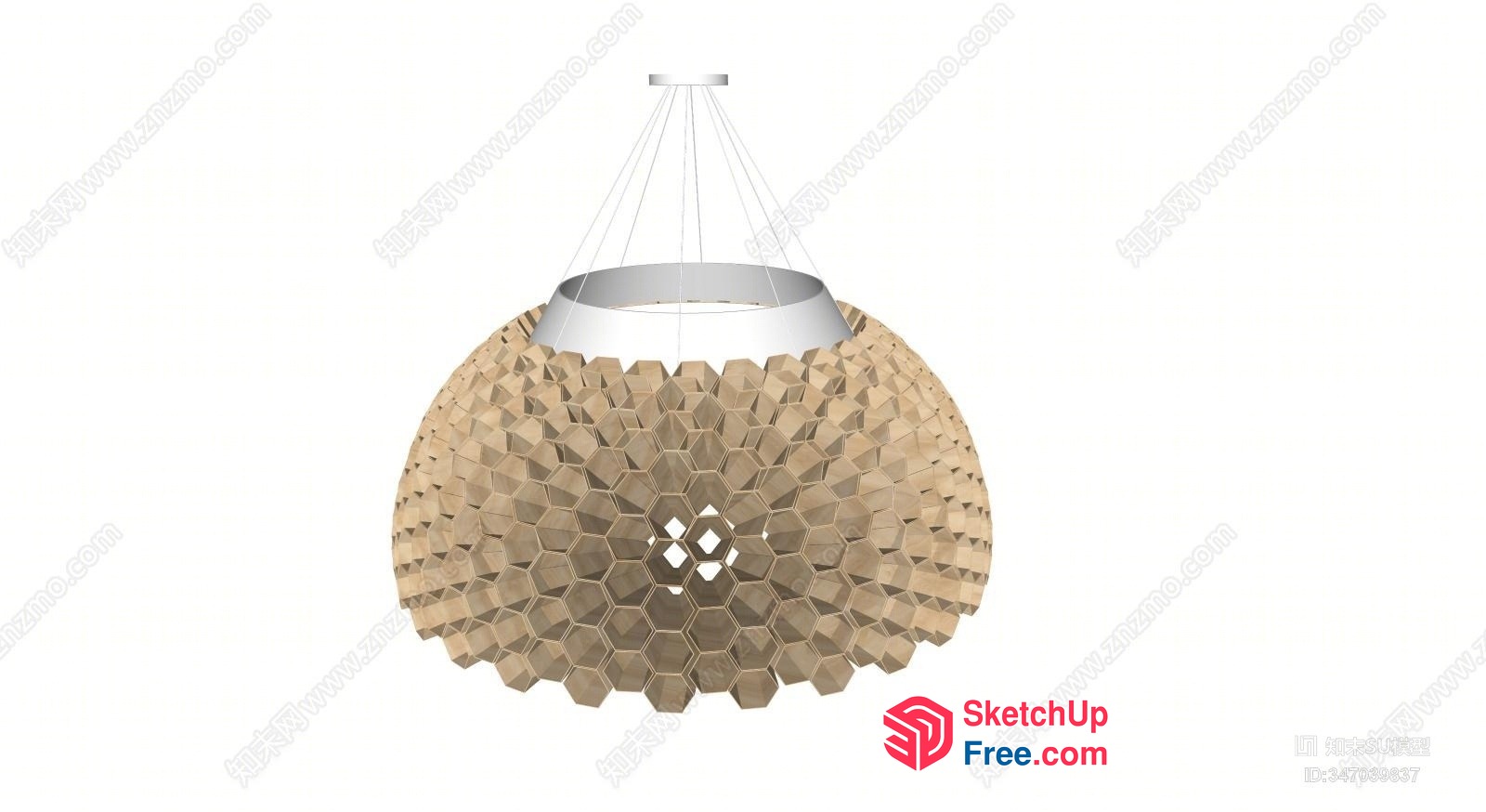 Geometric Wood Pattern Ceiling Light Fixture 3D SketchUp File
