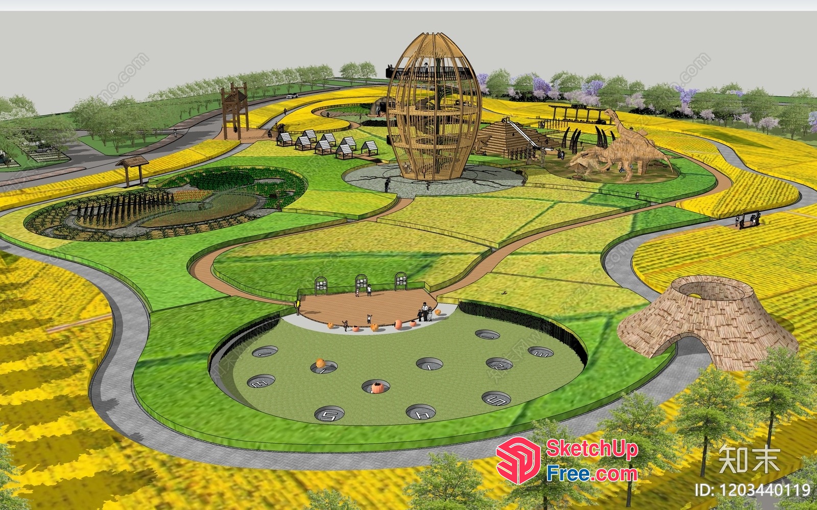 Large Outdoor Playground With Unique Structures 3D SketchUp File
