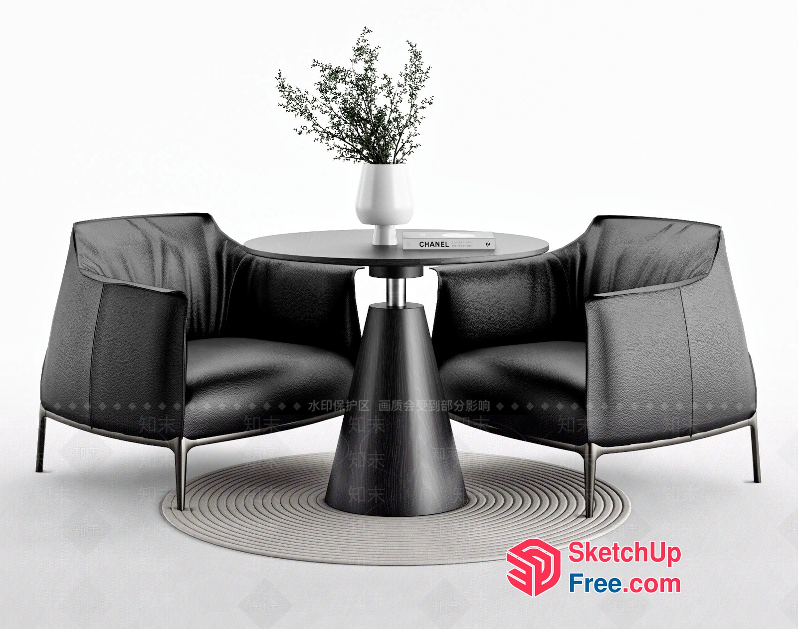 Round Table And Chairs In A Minimalist Style 3D SketchUp File