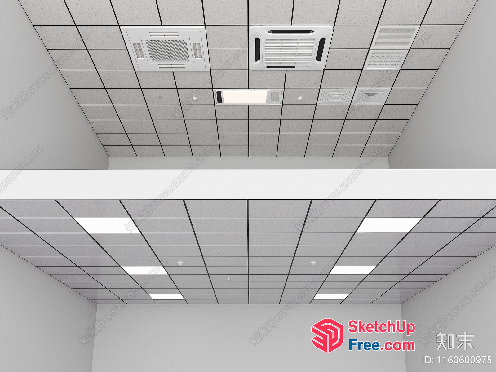 Modern Office Ceiling Design With Ventilation System 3D SketchUp File