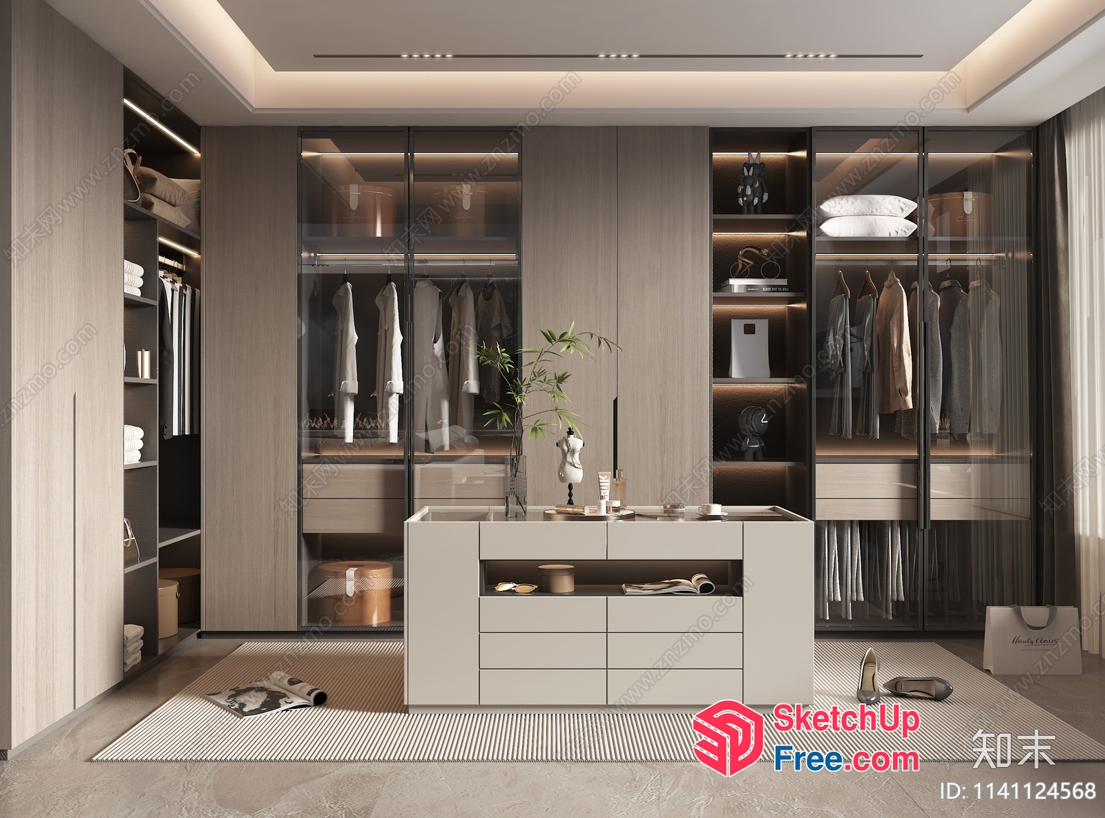 Modern Minimalist Wardrobe With Sliding Doors And Led Lighting 3D SketchUp File