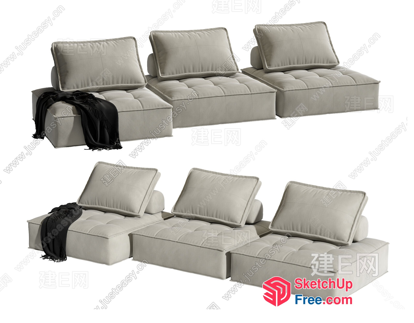 Elegant White Modern Sofa Set 3D SketchUp File