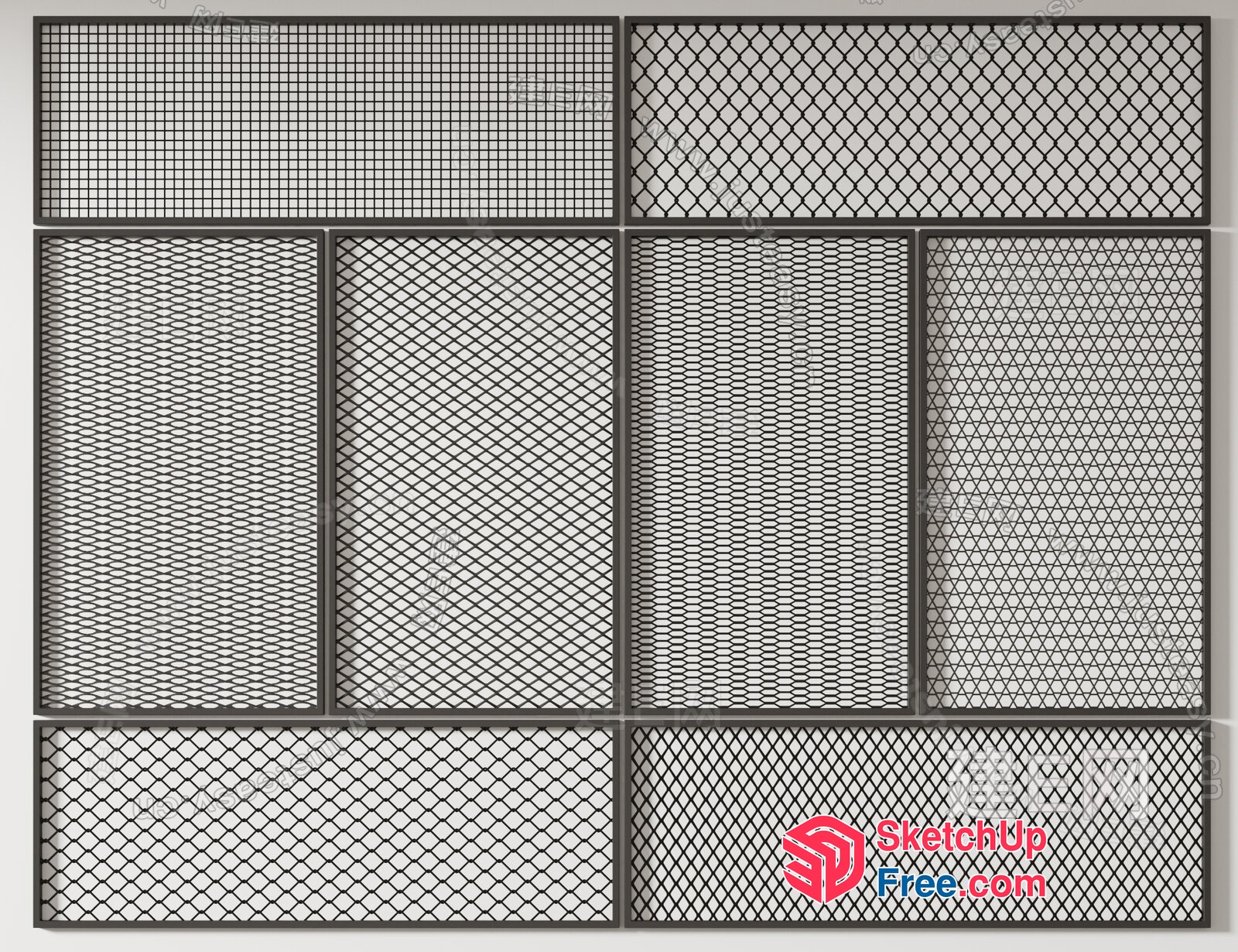 Grid Patterned Wall Design 3D SketchUp File