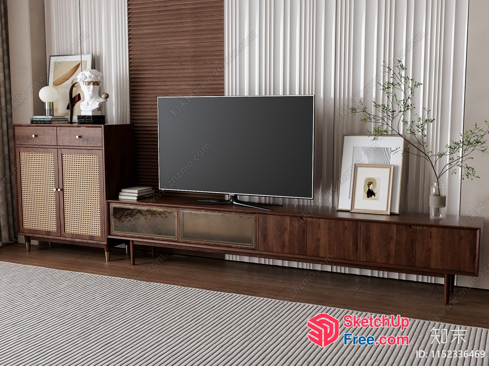 Mid-Century Modern Tv Stand And Cabinet 3D SketchUp File