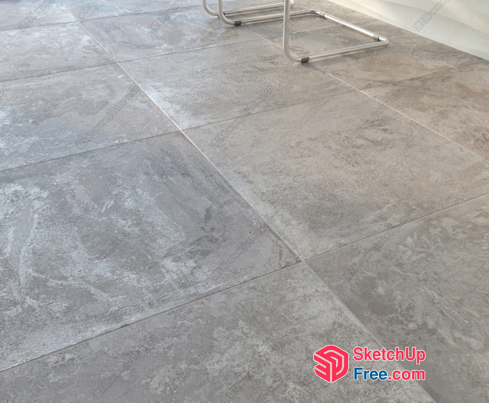 Marble Tile Floor With Stool 3D SketchUp File