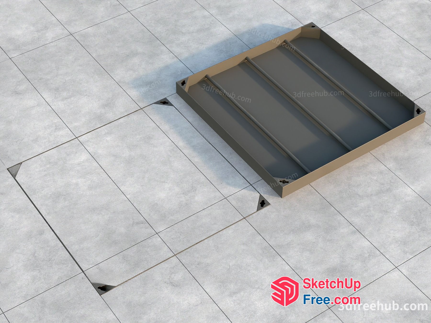 3D Model Of A Floor With A Gray Staircase 3D SketchUp File