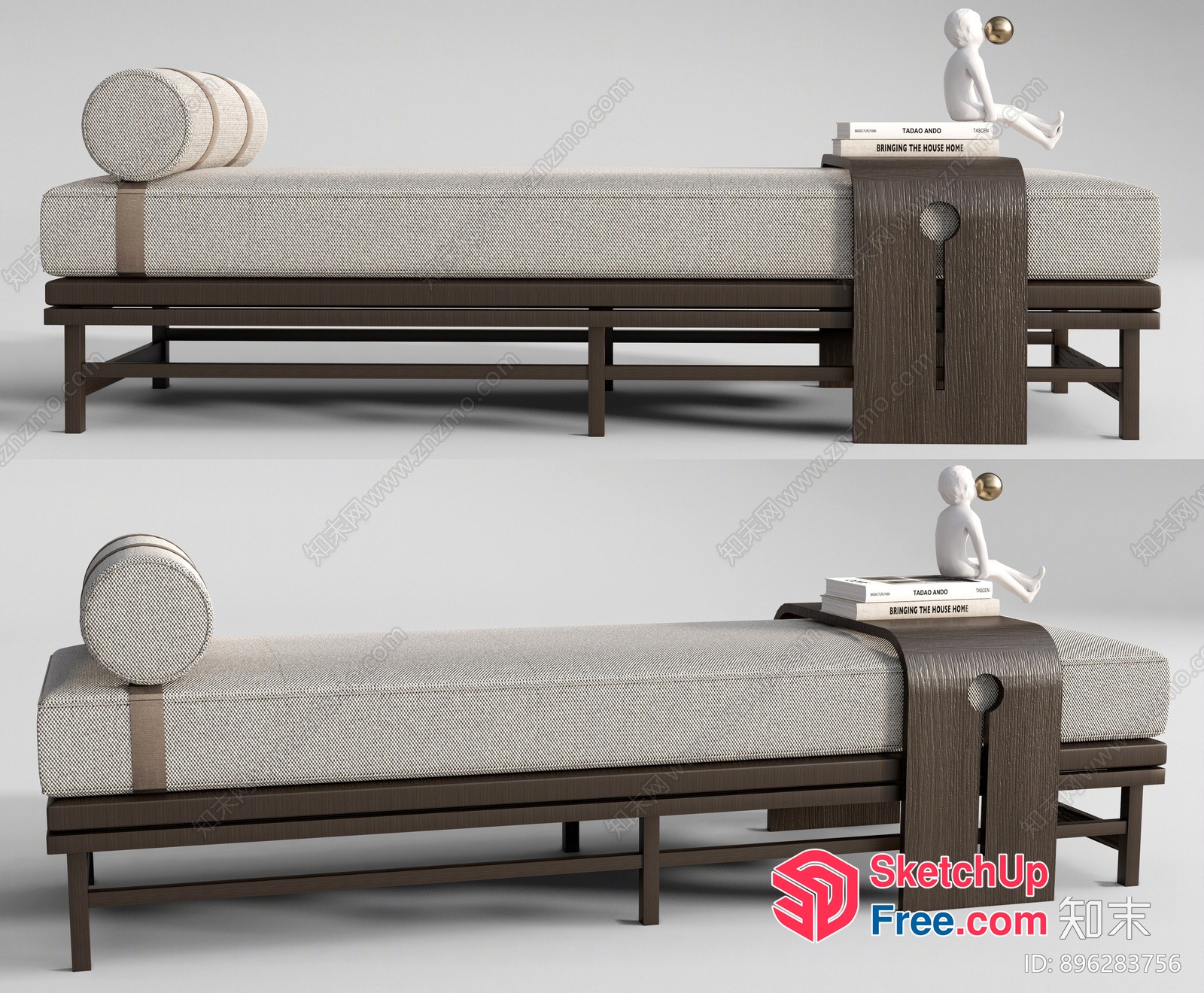 Modern Minimalist Japanese Style Daybed With Storage 3D SketchUp File