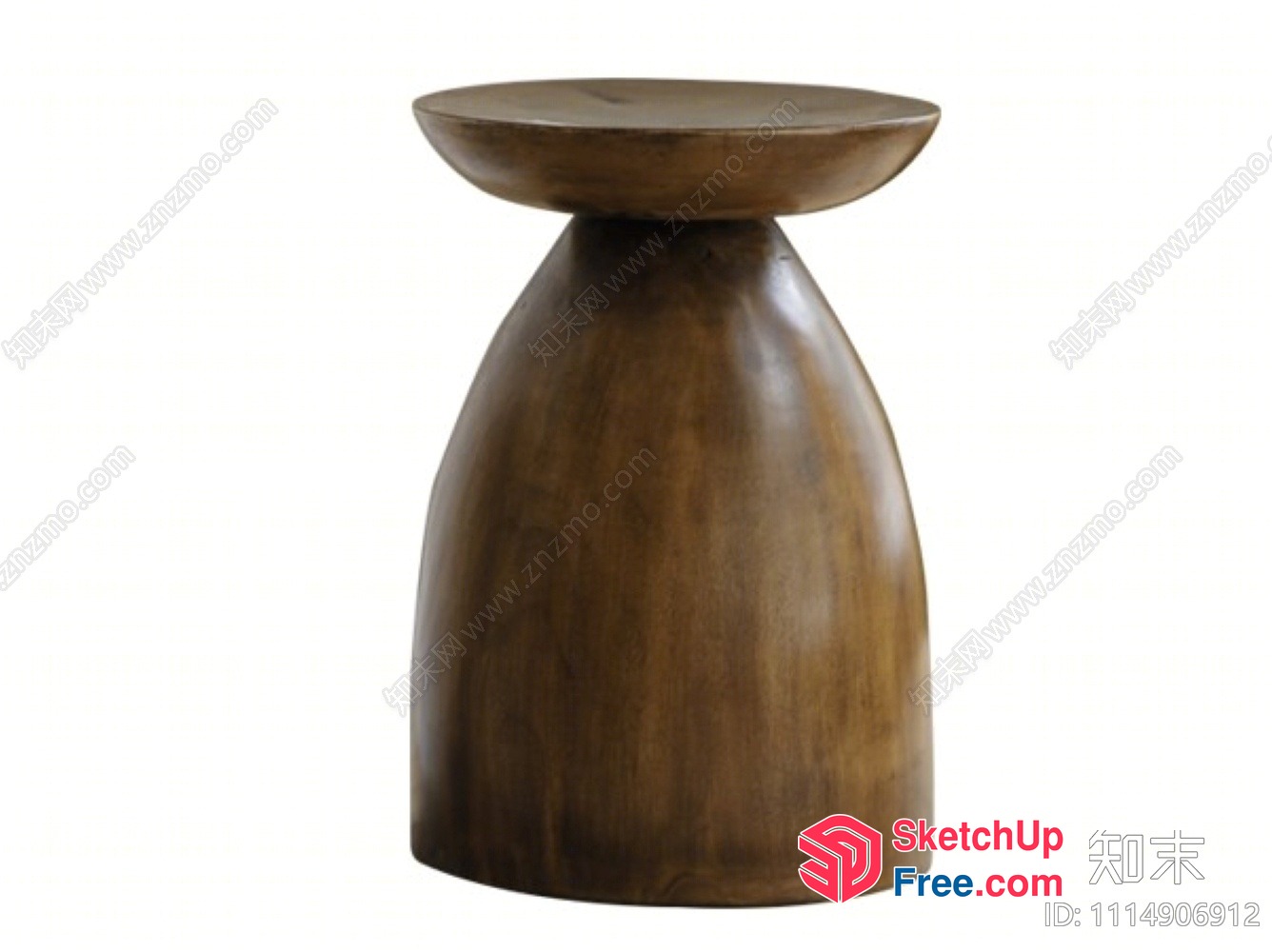 Wooden Stool With Curved Design 3D SketchUp File