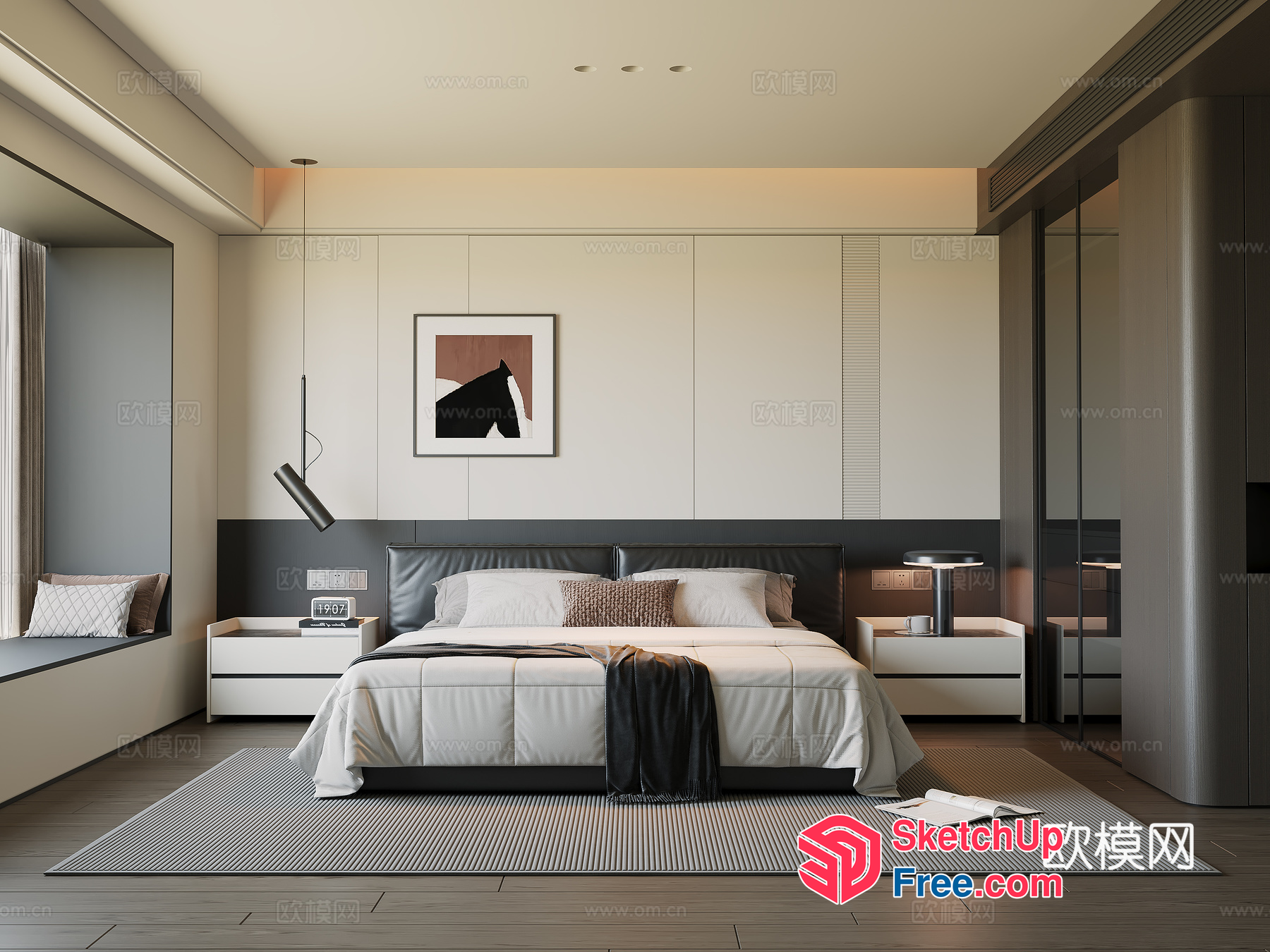 Modern Minimalist Bedroom With Neutral Tones 3D SketchUp File